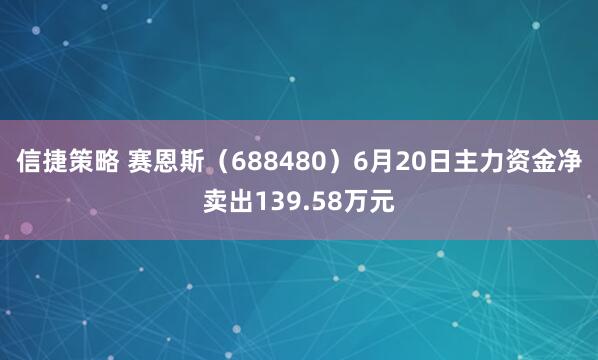 信捷策略 赛恩斯（688480）6月20日主力资金净卖出139.58万元