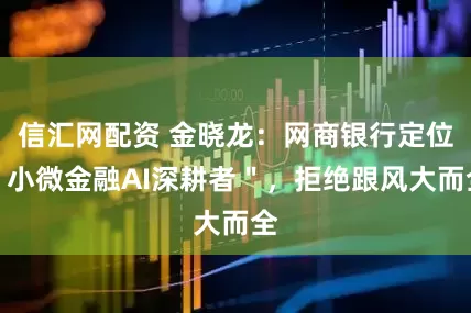 信汇网配资 金晓龙：网商银行定位＂小微金融AI深耕者＂，拒绝跟风大而全